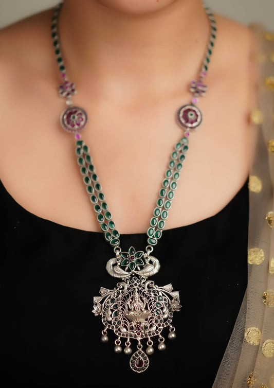 Divya Komala Premium Oxidized Silver Finish Haar
