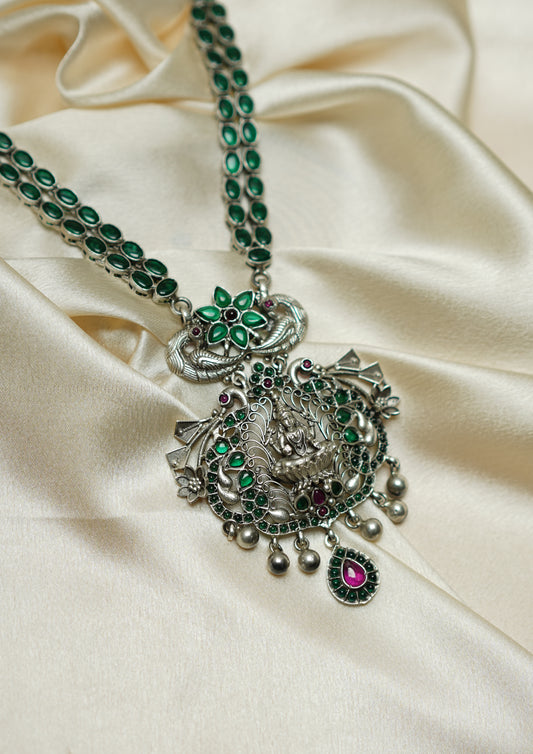 Divya Komala Premium Oxidized Silver Finish Haar