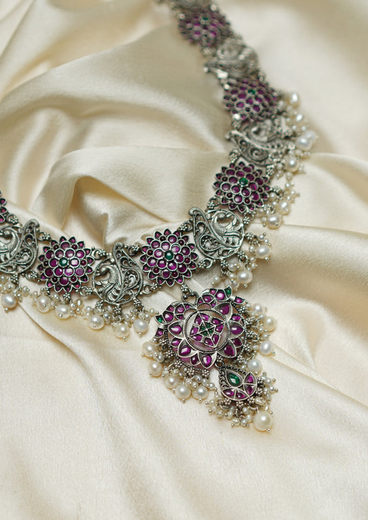 Chitra Vilasa Premium Oxidized Silver Finish Haar