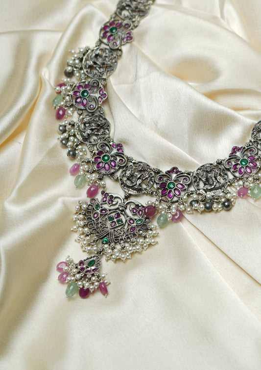 Vasanta Megharaaga Premium Oxidized Silver Finish Haar