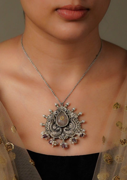 Ruchi Swara Limited Edition Oxidized Silver Finish Small Pendant