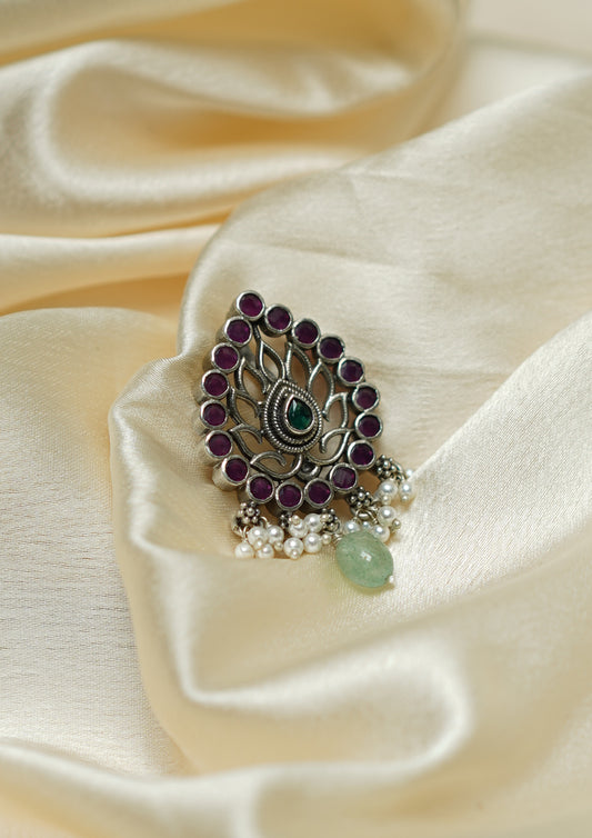 Amrita Arogya Premium Oxidized Silver Finish Small Pendant