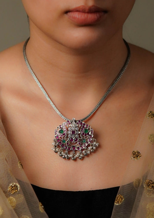 Shanti Pranay Premium Oxidized Silver Finish Small Pendant