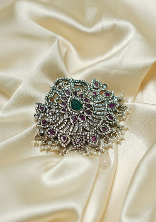 Sampada Hrudaya Premium Oxidized Silver Finish Small Pendant