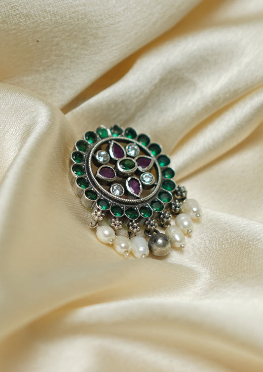 Ritu Nayan Premium Oxidized Silver Finish Small Pendant