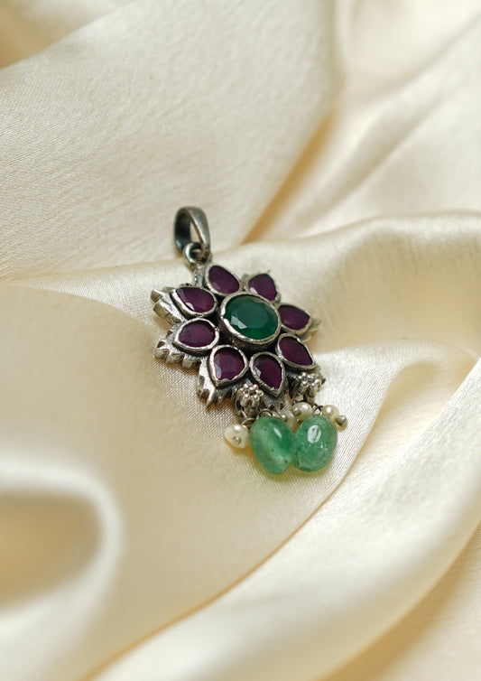 Tanmayi Hridaya Premium Oxidized Silver Finish Small Pendant