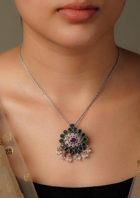 Uma Sankalp Premium Oxidized Silver Finish Small Pendant