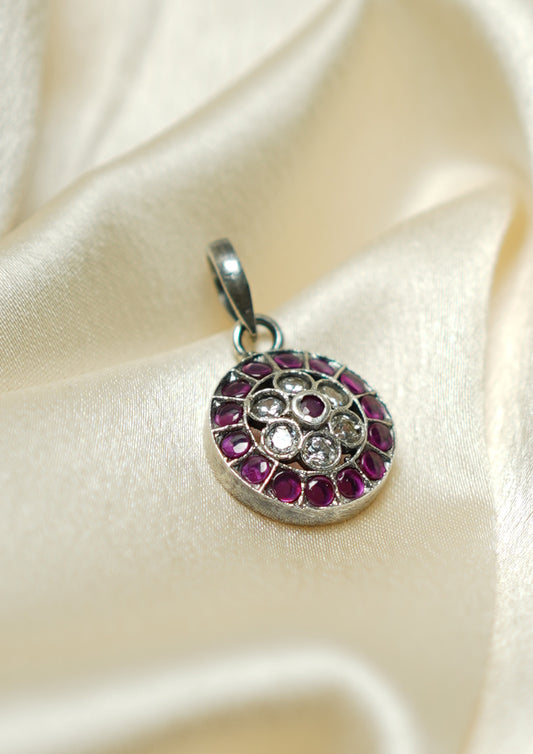 Vasudha Drishti Premium Oxidized Silver Finish Small Pendant