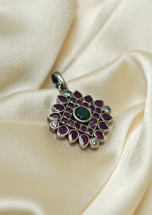 Yashasvi Sparsh Premium Oxidized Silver Finish Small Pendant