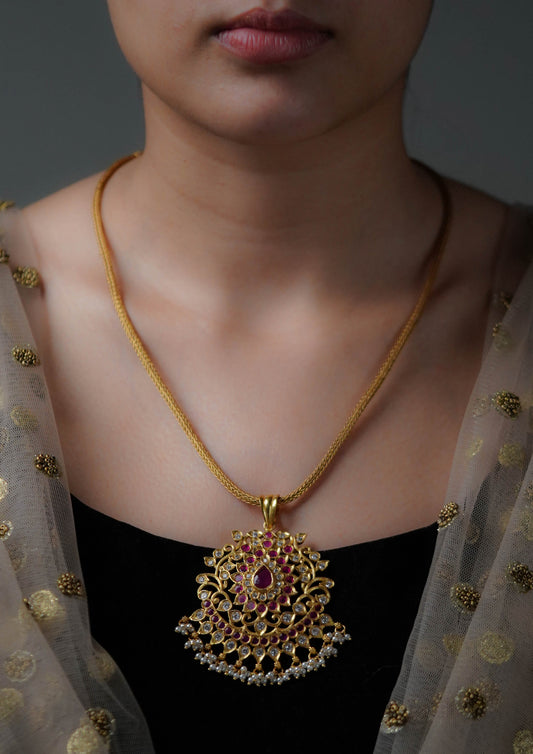 Vasudha Aabharan Premium Gold Finish Medium Pendant