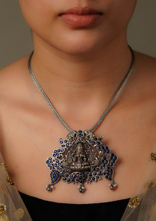 Ananta Aakar Premium Oxidized Silver Finish Medium Pendant