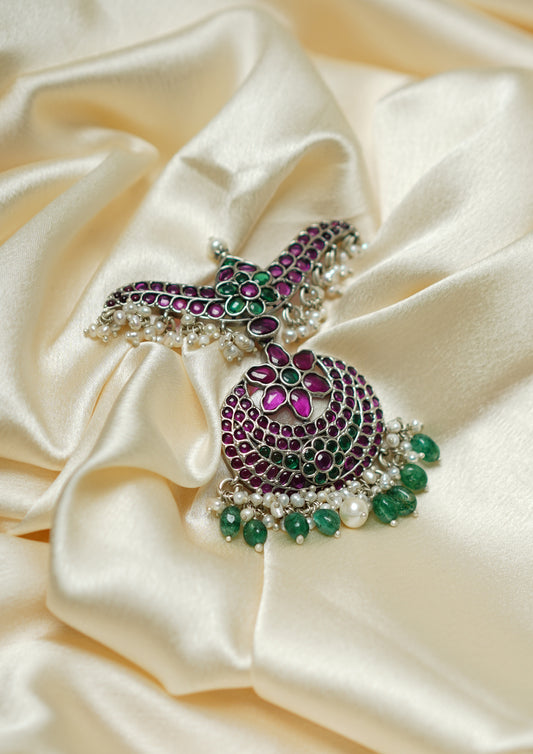 Mrinal Maadhurya Premium Oxidized Silver Finish Medium Pendant