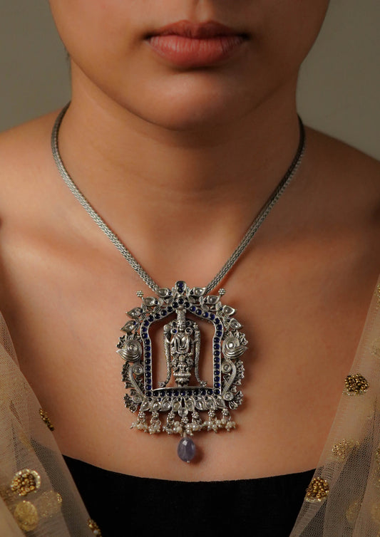 Hridya Shringar Premium Oxidized Silver Finish Medium Pendant