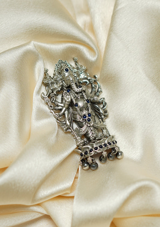 Ishita Shobha Premium Oxidized Silver Finish Medium Pendant