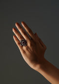 Madhura Anguli Kundan Oxidized Silver Finish Ring with Stonework