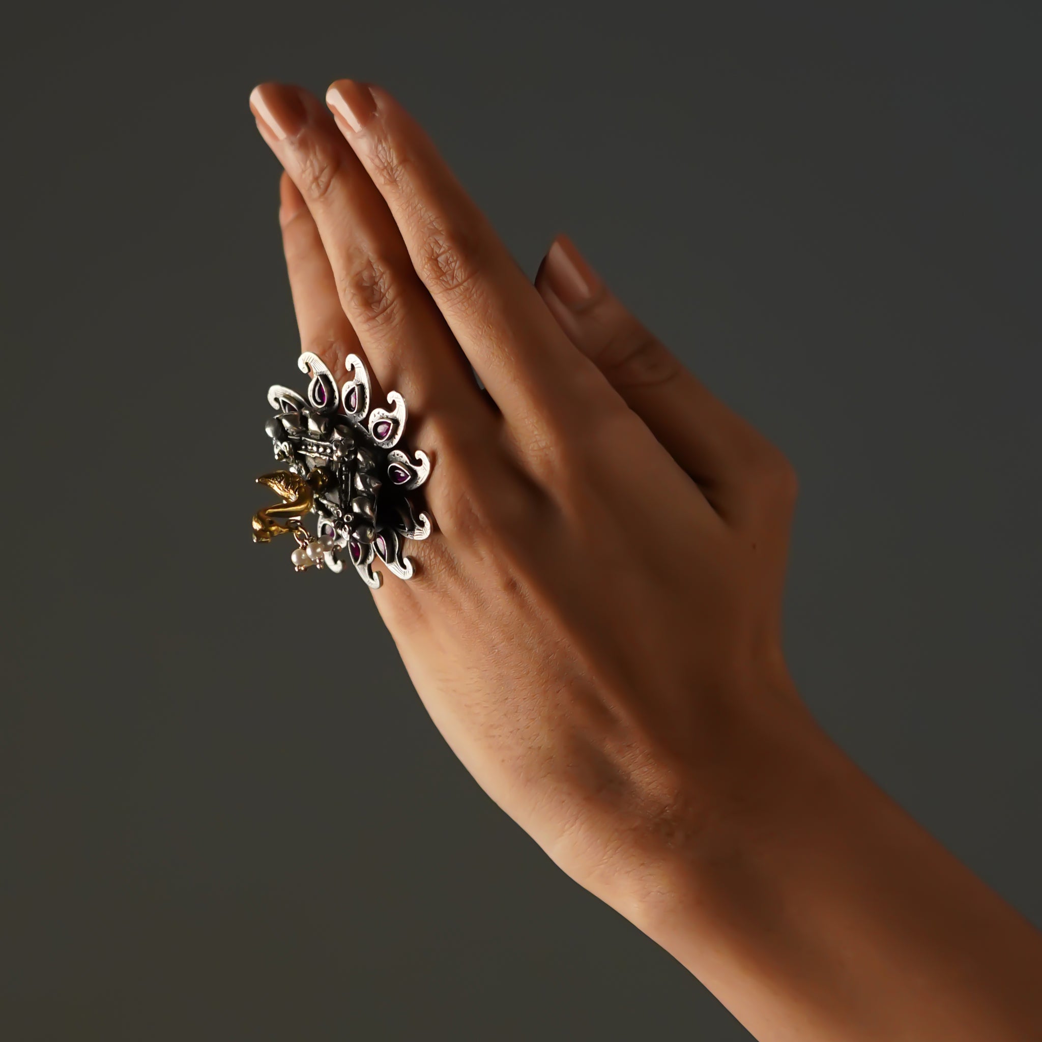 Saumya Alankara Limited Edition Dual Tone Finish Ring with Stonework