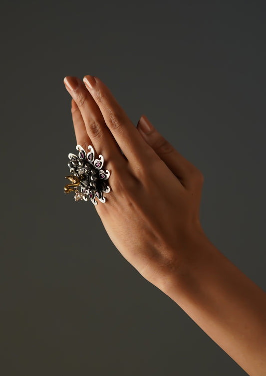 Saumya Alankara Limited Edition Dual Tone Finish Ring with Stonework