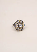 Nava Harini Polki Dual Tone Finish Ring with Stone Work