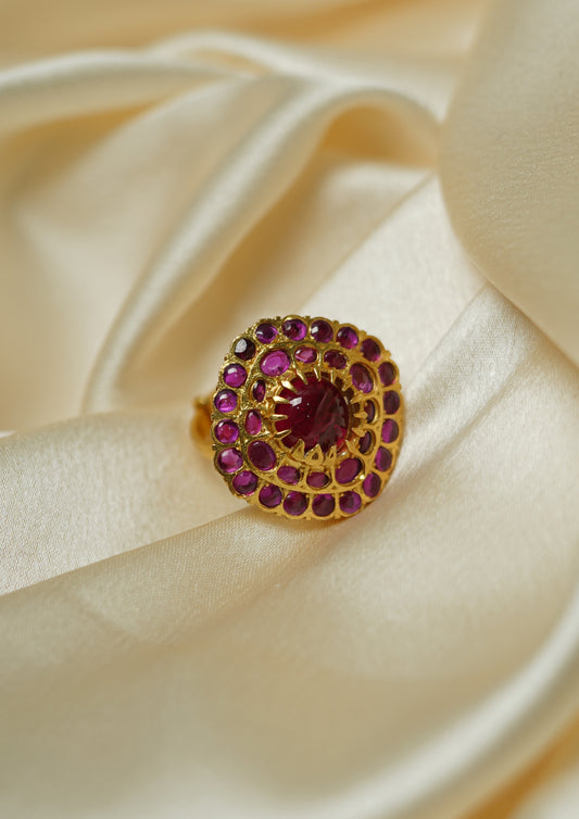 Nava Anguli Premium Gold Finish Ring with Stonework