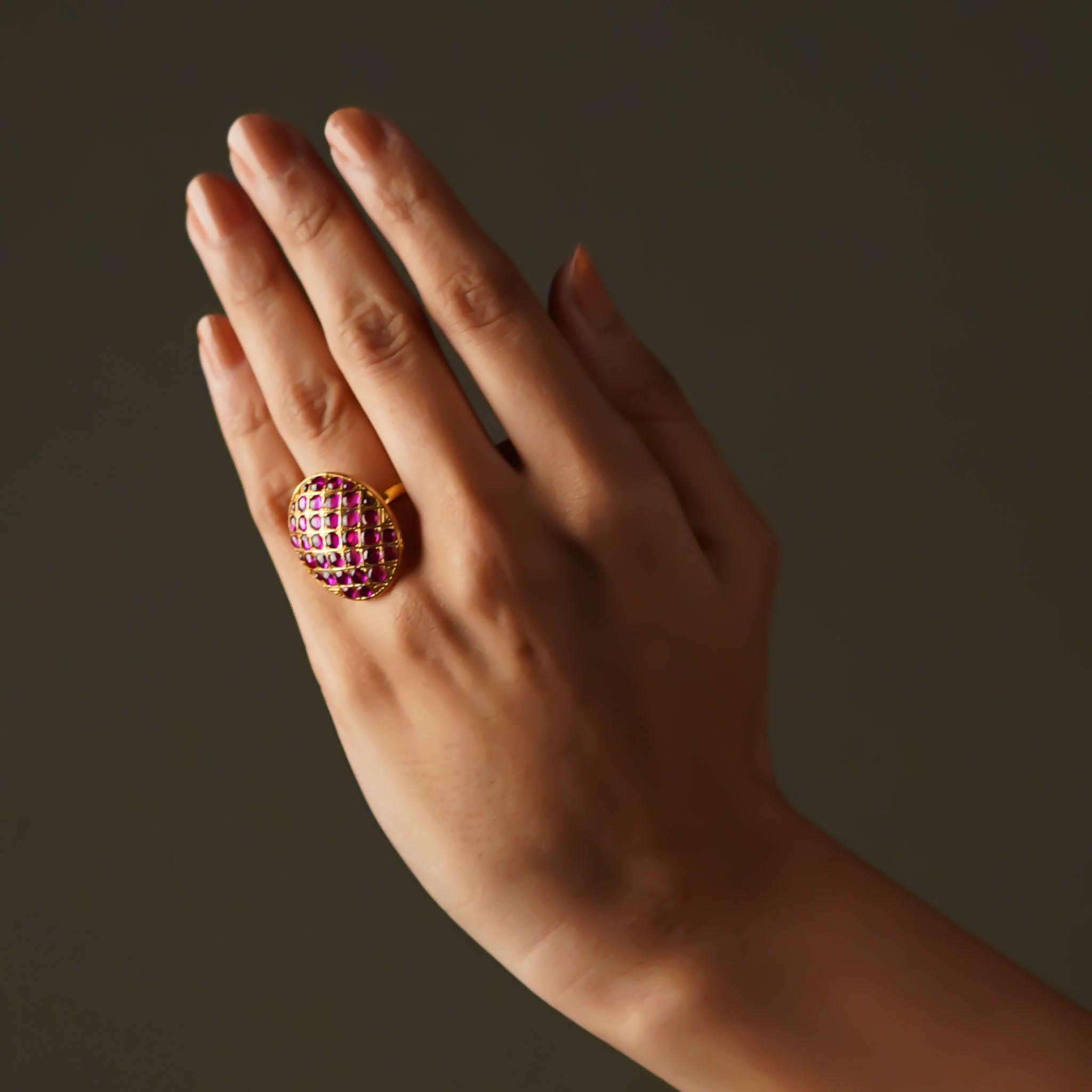 Vinayita Sundara Premium Gold Finish Ring with Stonework