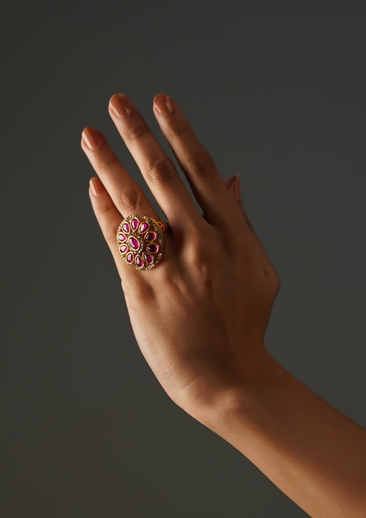 Madhura Nupura Premium Gold Finish Ring with Stonework