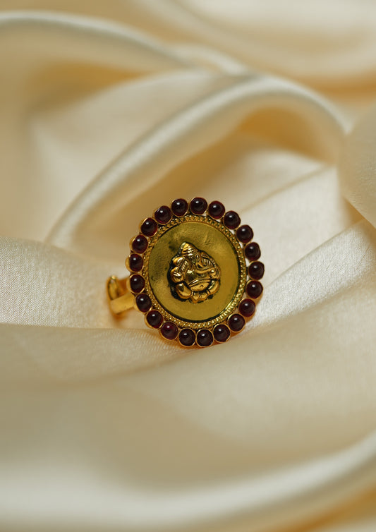 Chetana Sankalp Premium Gold Finish Ring with Stonework