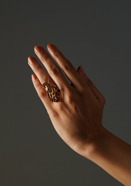 Ananya Sringara Premium Gold Finish Ring with Stonework
