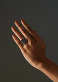 Sukhmani Varsha Premium Oxidized Silver Finish Ring with Stonework