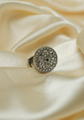 Sukhmani Varsha Premium Oxidized Silver Finish Ring with Stonework